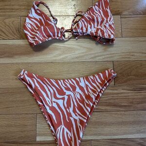 Skatie Orange and White Zebra Bikini